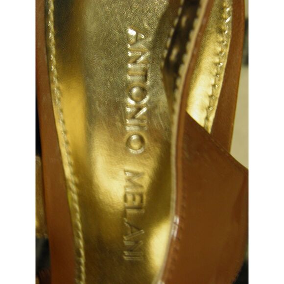 Antonio Melani SlingBack in Patent Metallic Toffee Oversized Flower - Picture 8 of 9
